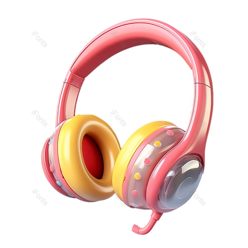 交流图片,耳机元素,音乐PNG,红色免抠素材